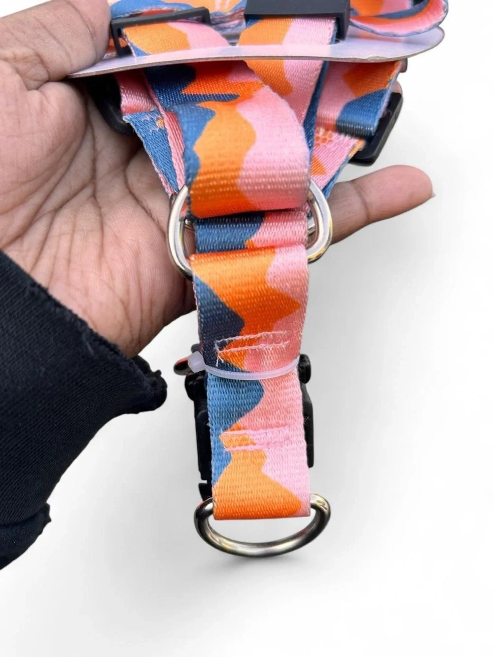 Greenbrier Kennel Club Adjustable Dog Harness L Pink Blue Orange Abstract Retro
